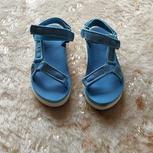 Blue wedge velcro sandals like new size 6